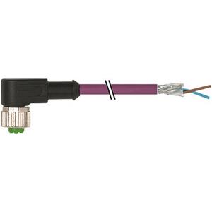 Konfektioniertes Sensor-Aktor-Kabel - M12 Buchse gewinkelt gs freies Leitungsende PUR-OB 1x2x0,64 violett 1m - 7000-14071-8400100