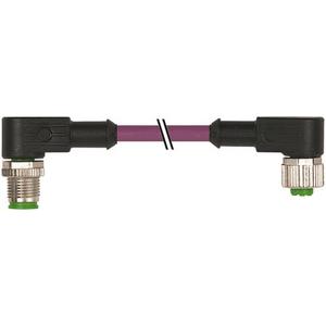 Konfektioniertes Sensor-Aktor-Kabel - M12 Stecker / M12 Buchse gewinkelt geschirmt B-codiert violett 0,6m - 7000-44021-8400060