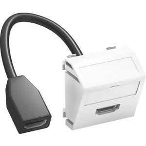 Kommunikationstechnik - Multimediaträger HDMI+Kabel,Buchse-Buchse 45x45mm,PC,reinweiß,RAL 9010 - 6104838