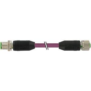 Konfektioniertes Sensor-Aktor-Kabel - M12 Stecker / M8 Buchse gerade B-cod PUR AWG24+AWG22 violett 0,2 m - 7000-44032-8030020