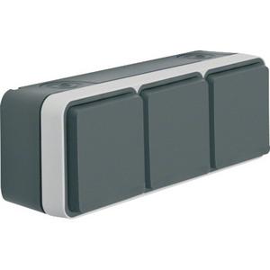 Steckdose - Steckdose SCHUKO 3-fach waagerecht mit Klappdeckel AP - 47733515