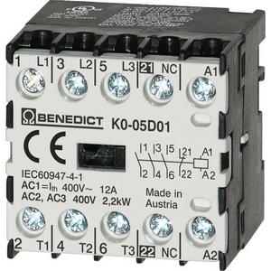 Leistungsschütz, AC-schaltend - Mikro-Schütz 2,2kW 3~400V 3-polig 1S 22-24V 50Hz 24V 60Hz - K0-05D10 24