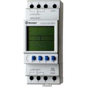 Verteilerschaltuhr digital - Schaltuhr Reiheneinbau elektronisch Wochenprogramm 2 Wechsler 16 A für 230 V AC - 12.22.8.230.0000