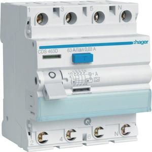 Fehlerstrom-Schutzschalter - FI-Schutzschalter  63A 4-polig 30mA Typ A - CDS463D
