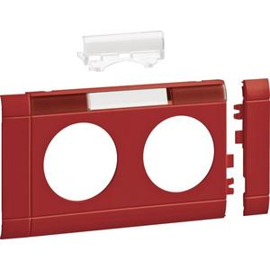 Geräteblende für Geräteeinbaukanal - Blende 2-fach Steckdose beschriftbar 80 mm rot - GB080213020