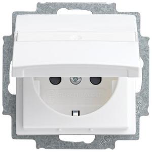 Steckdose - SCHUKO-Einsatz Safety+ mit Klappdeckel/Beschriftung alpinweiß - balance SI - 2CKA002013A5393