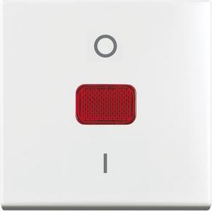 Abdeckung für Schalter, Taster, Dimmer, Jalousie - Wippe mit Aufdruck 0 und 1 mit roter Kalotte alpinweiß - balance SI - 2CKA001731A2007