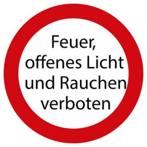 Warn-/Hinweisschild - Verbotsschild Feuer offenes Licht und Rauchen... praxisb. KST Ø 200mm - HEIN_173142