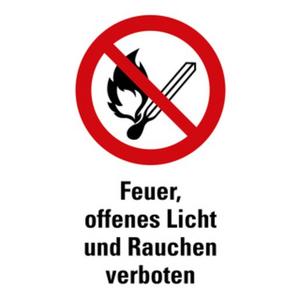 Warn-/Hinweisschild - Verbots-Kombischild Feuer offenes Licht... ASR/ISO KST 400x300mm - HEIN_2568