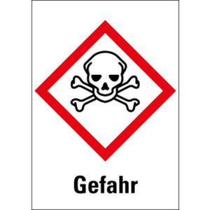 Warn-/Hinweisschild - Gefahrensymbol Totenkopf m.gekr.Knochen Gefahr Papier 26x18 1000/Ro - HEIN_28291