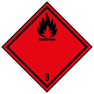 Warn-/Hinweisschild - Verpackungskennzeichen Kl. 3 Entzündbare Flüssigkeiten 100 x 100 mm - HEIN_70076