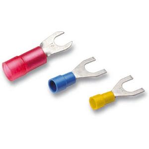 Quetschkabelschuh für Cu-Leiter - Gabelkabelschuh Cu 10 mm² rot DIN 46237 isoliert - 180172