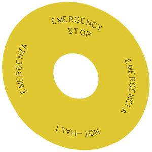 Bezeichnungsschild für Befehlsgeräte - Unterlegschild Not-Halt-Pilzdrucktaster GE Beschr Not-Halt DE EN IT SP - 3SU1900-0BC31-0NB0