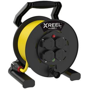 Kabeltrommel - Kabeltrommel XREEL mit 4 Schukosteckdosen 25 m N07V3V3-F 3G1,5 gelb/sw - 9250156-P