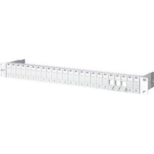 Patchpanel Kupfer - Keystone 19 Zoll Modulträger 1 HE 24 Port lichtgrau unbestückt geschirmt - 130920-00KE