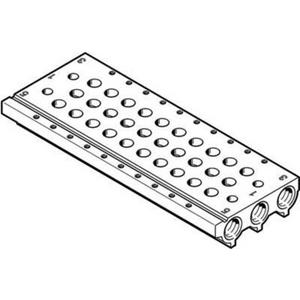 Zubehör für pneumatische Anlagen / Anlagenteile - Anschlussleiste für VUVG Rastermaß: 19 mm für 6 Pneumatikventile - 574459