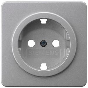 Zubehör für SCHUKO-Steckvorrichtungen - DELTA profil silber Abdeckpl. 65x65mm mit Näpfchen silber für SCHUKO-S - 5UH1064