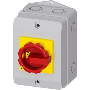 Lasttrennschalter - Not-Aus-Schalter 3pol Iu=25, P=9,5kW bei AC-23A/400V, 1 N-Klemme+1PE - 3LD2164-0TB53