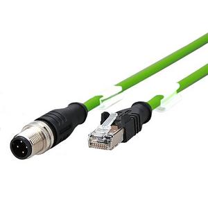 Patchkabel Kupfer Industrie - Verbindungsleitung M12-RJ45 4-polig D-kodiert AWG 26 2,0 m - 142M4D15020
