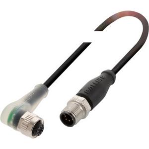 Konfektioniertes Sensor-Aktor-Kabel - Verbindungskabel M12 Buchse 5-polig abgewin. M12 Stecker 4-polig schwarz 0,6 m - BCC03AU