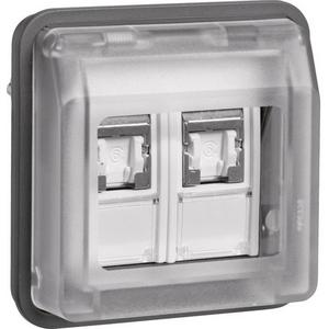 Kommunikationsanschlussdose Kupfer - Netzwerkdoseneinsatz UAE 2-fach Kat.6 grau - 14103505