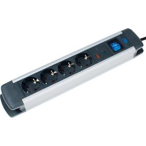 Steckdosenleiste - Tischverteiler 4-fach 45° ALUX 1,5m Kabel mit Schalter und ÜSS Typ 3 - 18364