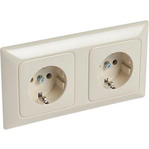 Steckdose - Steckdose (SL) 2-fach waagerecht volle Platte Creo mandelweiß - 776122