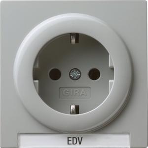 Steckdose - SCHUKO-Steckdose mit Schriftfeld für S-Color grau - 018742