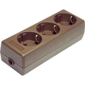 Steckdosenleiste - Tischverteiler ohne Kabel 3-fach braun - 1030/BR