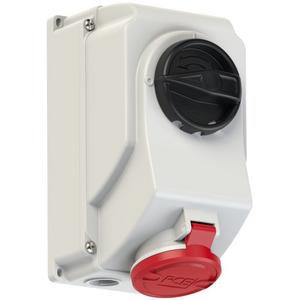 CEE-Steckdose abschaltbar, abgesichert - CEE-Wanddose 16A 5p 6h mit Schalter 400V IP44 - 7515-6