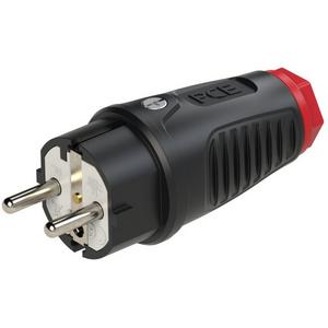 SCHUKO-Stecker - Taurus2 Gummistecker schwarz/rot 16A IP54 2-fach Schutzleitersystem - 0521-SR