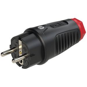 SCHUKO-Stecker - Taurus2 Vollgummistecker schwarz/rot 16A IP54 2-fach Schutzleitersystem - 0522-SR