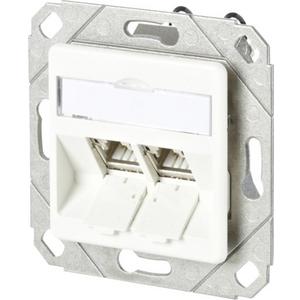 Kommunikationsanschlussdose Kupfer - C6Amodul 2 Port 180°M UPk reinweiß - 130B11D21102-E