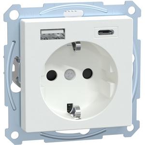 Steckdose - SCHUKO Steckdose mit USB Ladegerät 16A 250V aktivweiß - MEG2367-0325