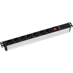 Steckdose - 19 Zoll Alu-Steckdosenleiste 7-fach schwarz/silber OHNE Kabel - AS18195