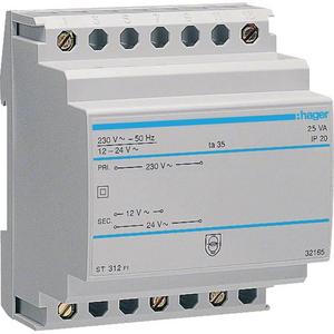 Klingeltransformator - Sicherheitstrafo 230V / 12V und 24V 25VA 4PLE - ST312