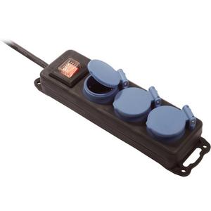 Steckdosenleiste - 3-fach Verteilersteckdose IP44 1,5 m H07RN-F 3G1,5 schwarz/blau - 38603