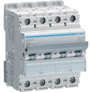 Leitungsschutzschalter - LS-Schalter 3P+N 10kA/15kA C-63A 4M - NCN663