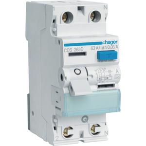 Fehlerstrom-Schutzschalter - FI-Schutzschalter  63A 2-polig 30mA Typ A - CDS263D