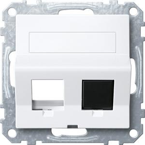 Kommunikationstechnik - Schrägauslass 2fach Tragring und Schriftfeld für Modular Jack aktivweiß System M - MEG4568-0325