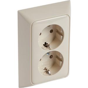 Steckdose - Steckdose (SK) 2-fach senkrecht volle Platte Creo mandelweiß - 776123
