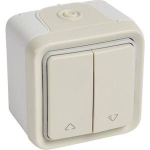 Jalousieschalter/-taster - Wippschalter Jalousie Feuchtraum Aufputz Plexo 55 weiß - 069758
