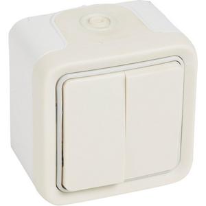 Installationsschalter - Wippschalter Doppelwechsel Feuchtraum Aufputz Plexo 55 weiß - 069755