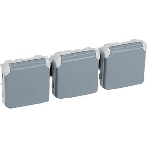 Steckdose - Steckdose 3-fach waagerecht Feuchtraum Modular Plexo 55 grau - 069578