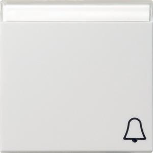 Abdeckung für Schalter, Taster, Dimmer, Jalousie - Wippe Symbol Klingel beschriftbar System 55 reinweiß matt - 067327