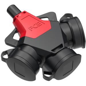 SCHUKO-Kupplung - 3-Wegekupplung Taurus2 Gummi mit Deckelband nat IP54 rot - 253711-SR