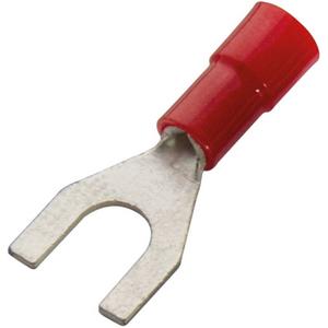 Quetschkabelschuh für Cu-Leiter - Gabelkabelschuh isoliert 0,5 - 1,5 mm² M4 PVC rot - 260304