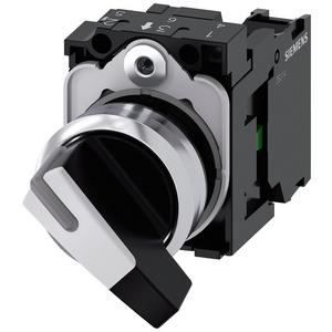 Wahlschalter, Komplettgerät - Knebelschalter 22mm rund Metall hochglanz weiß verrastend 1S - 3SU1150-2CF60-1BA0