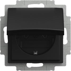Steckdose - SCHUKO Steckdosen-Einsatz mit Klappdeckel ohne Spreize schwarz matt - balance SI - 2CKA002018A1590