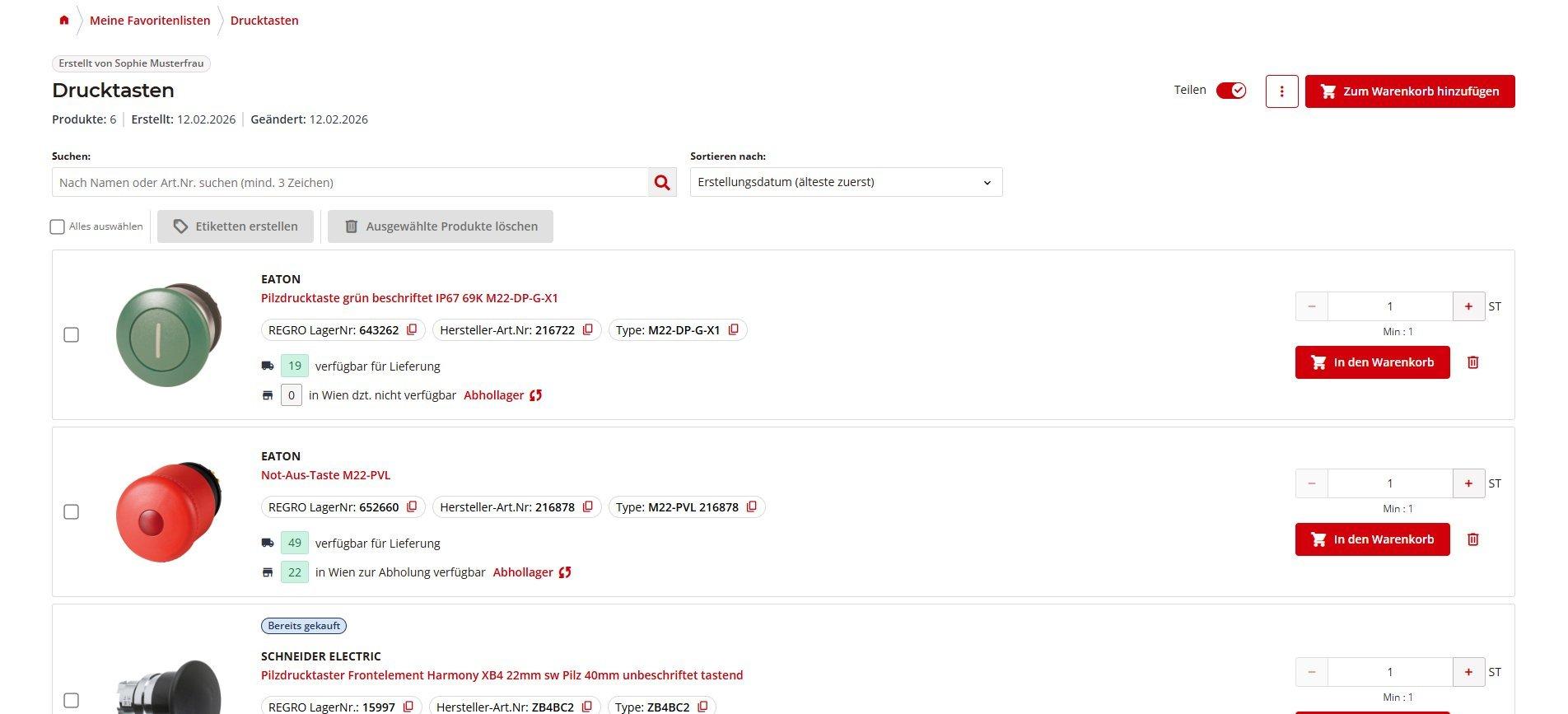 Favoritenlisten Detail